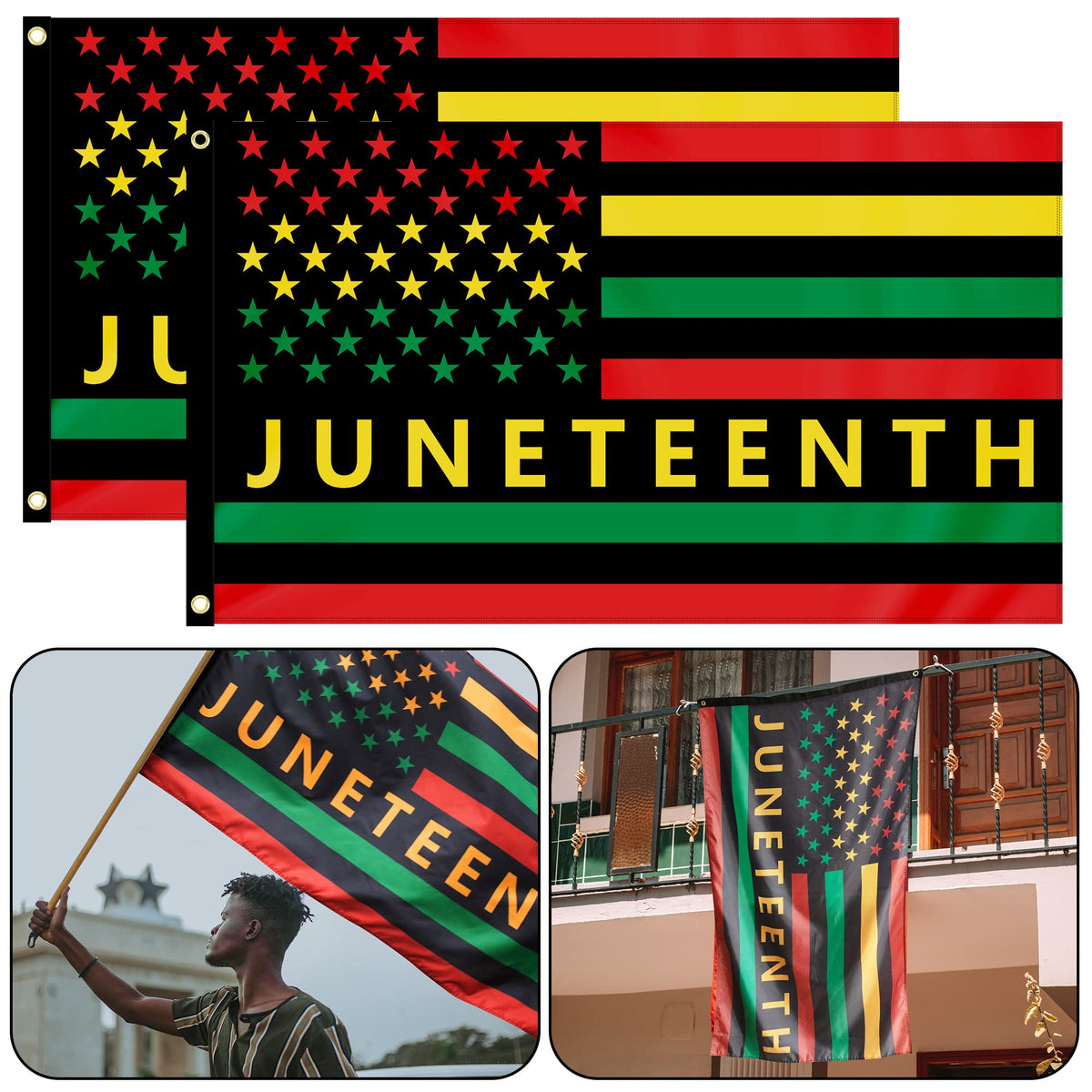 EBaokuup Juneteenth flag 3x5ft outdoor display for yard decor and pride.