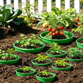 EBaokuup outdoor plant ring in garden scene shows weather-proof plastic