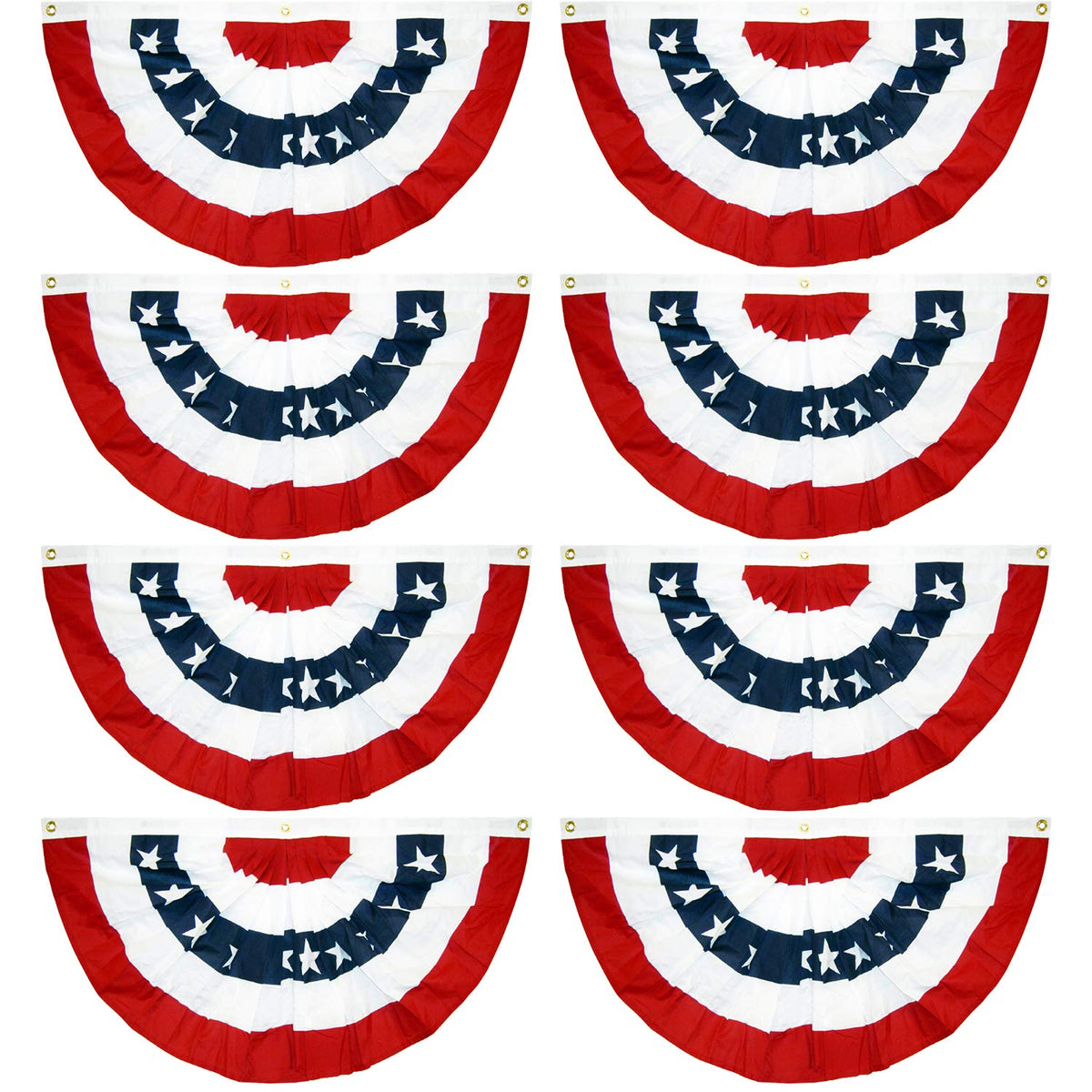 EBaokuup patriotic pleated fan close-up showing durable stitching for outdoor use