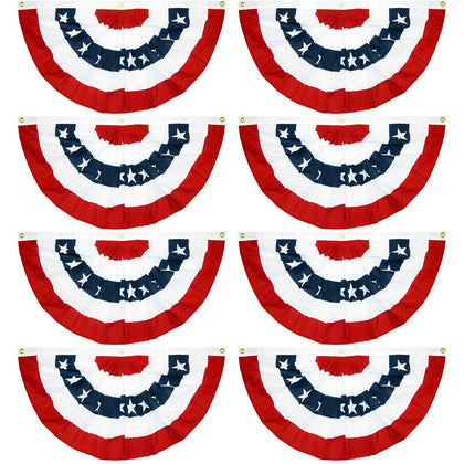 EBaokuup patriotic pleated fan close-up showing durable stitching for outdoor use