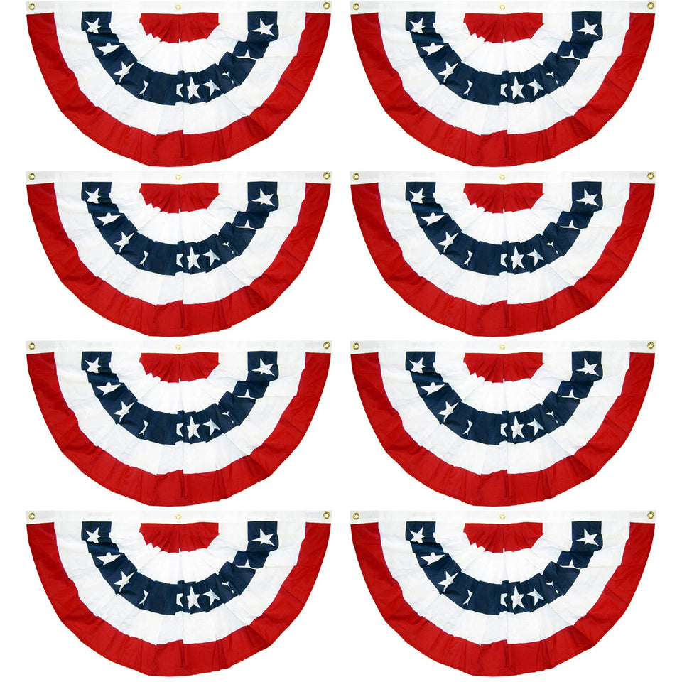 EBaokuup patriotic pleated fan close-up showing durable stitching for outdoor use