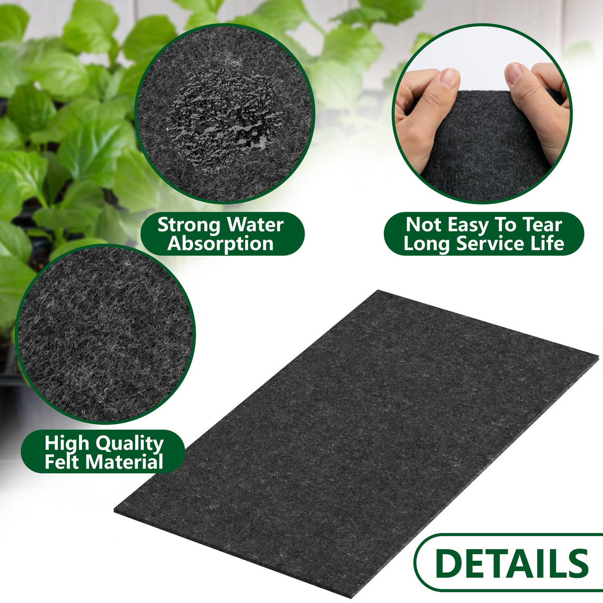 Self-watering capillary mats reduce daily watering tasks for indoor seedlings.