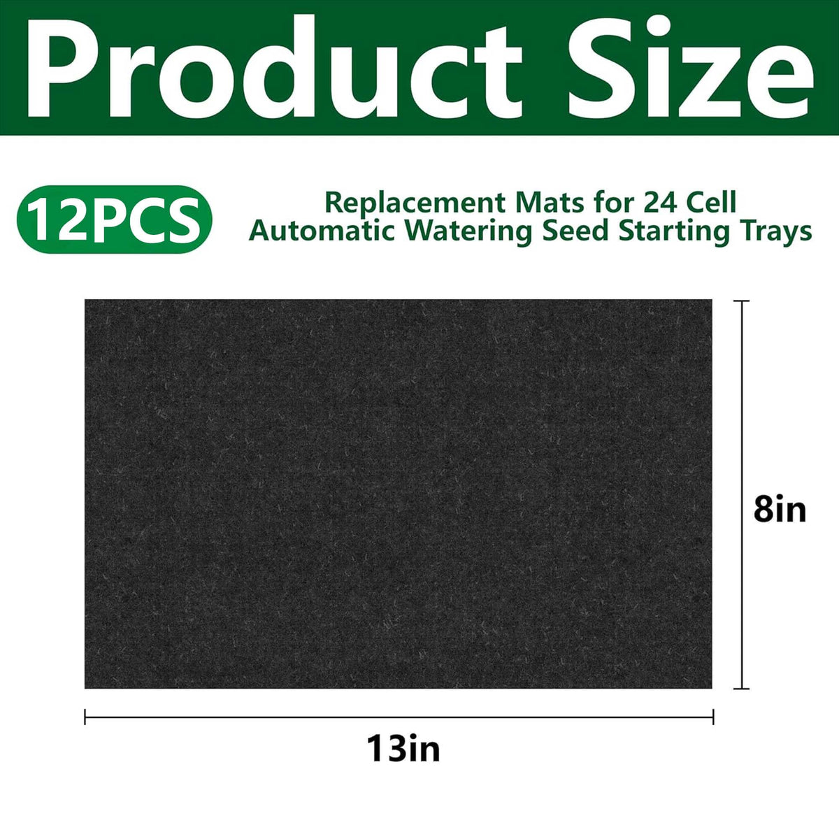 Replacement capillary mats for 24-cell seed trays fit the 13 x 8.3 inch kit.