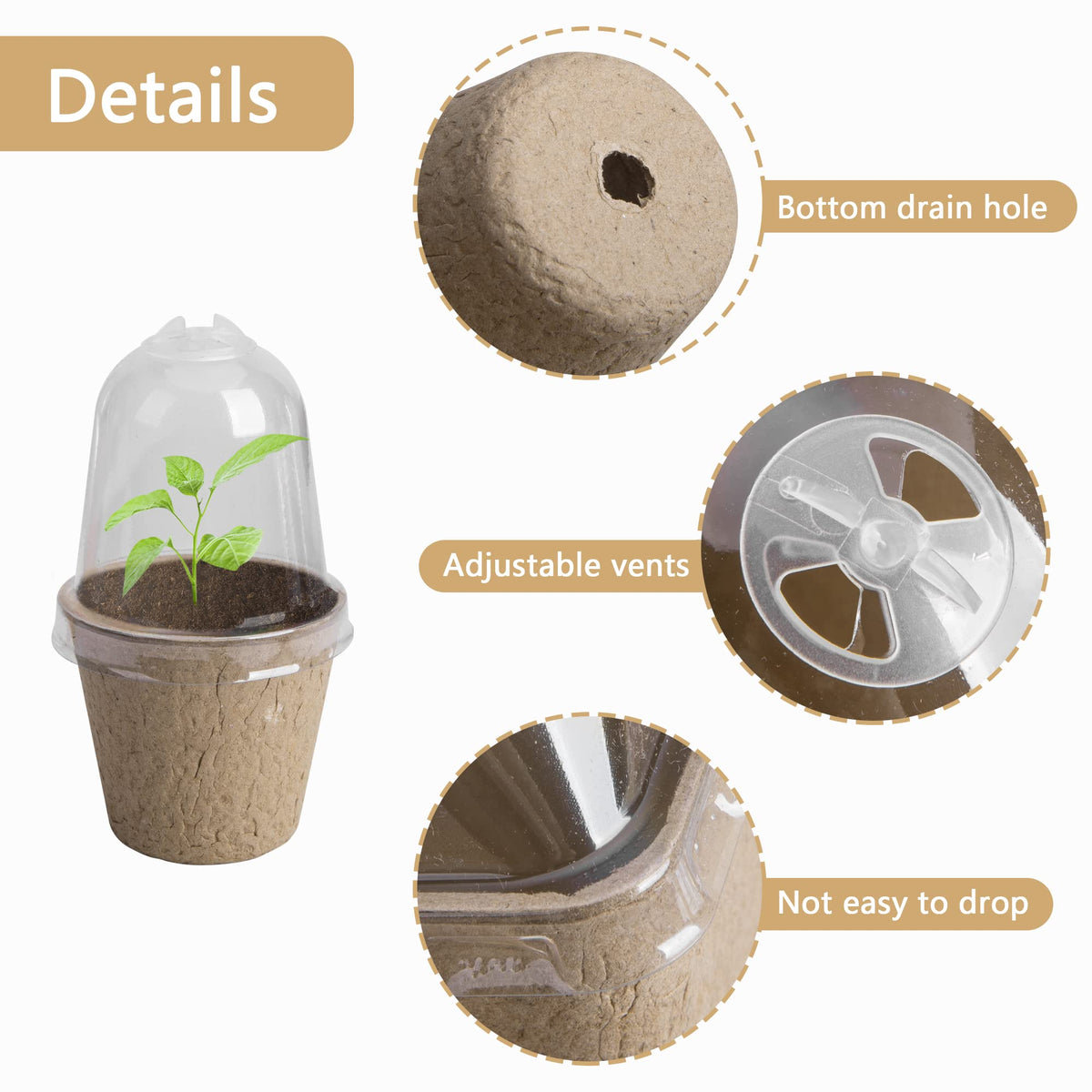 EBaokuup transparent humidity dome view to monitor germination and moisture.