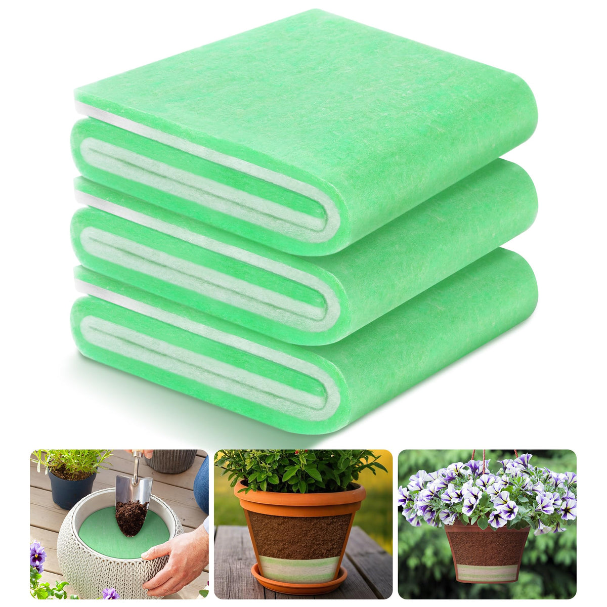 EBaokuup planter drainage filler 31.5x11.8 in demonstrates lightweight, easy-cut pot setup