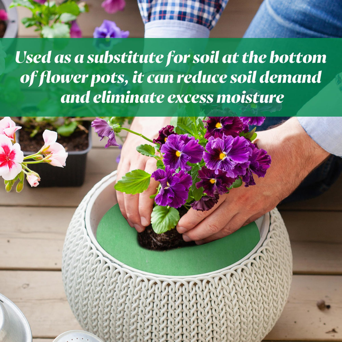 EBaokuup cut-to-fit planter filler green offers flexible sizing for many pots