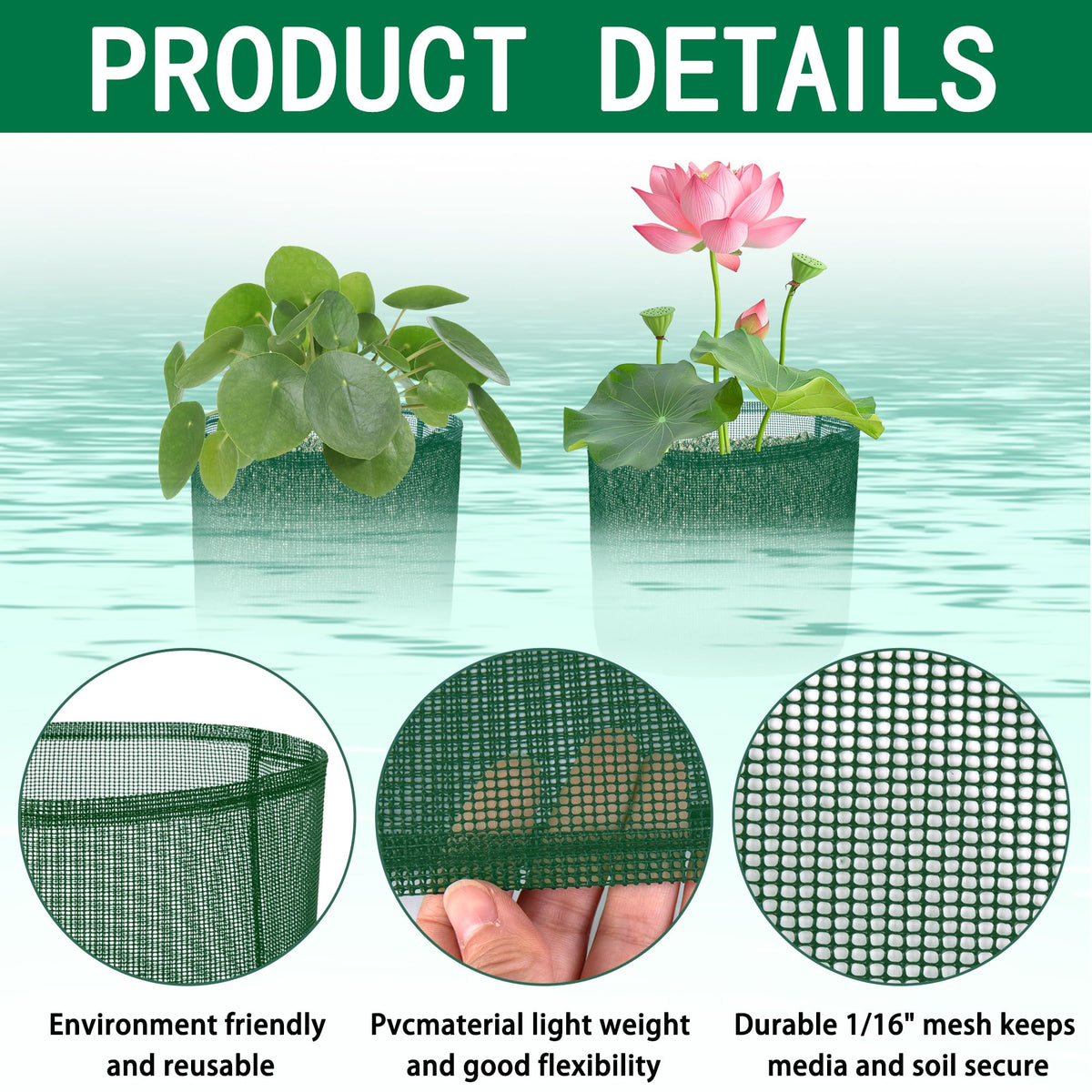 EBaokuup square green pond pots suitable for lilies.