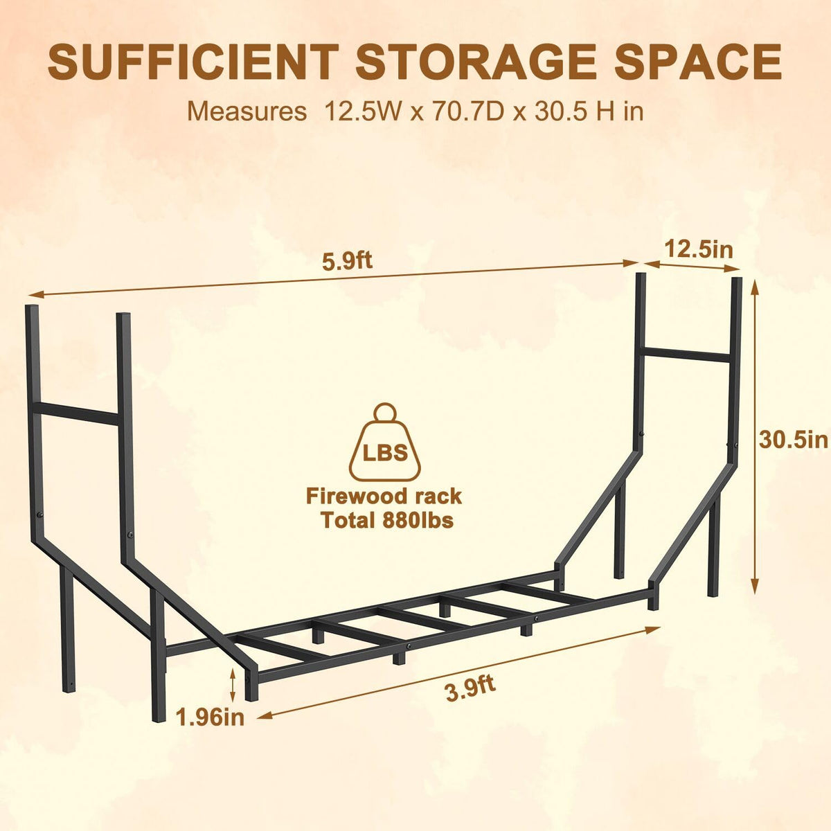 Ebeneze firewood rack assembly image shows included screws and spanner