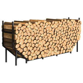 Ebeneze firewood rack front view shows stability for deck storage