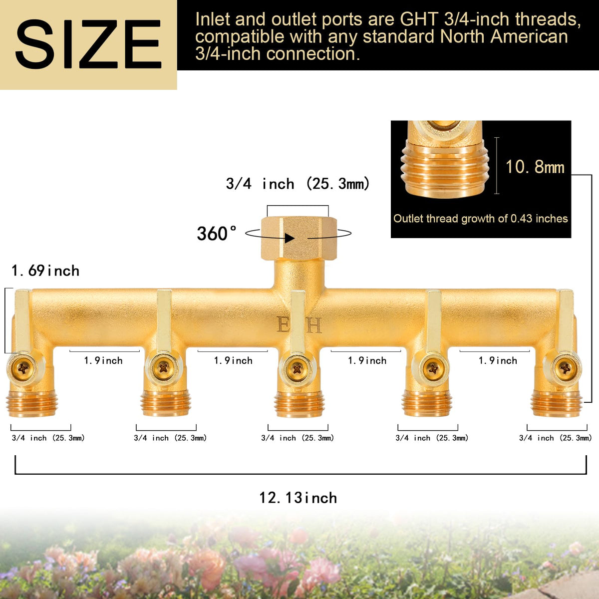 EBH brass splitter featuring an extended handle for comfortable operation.