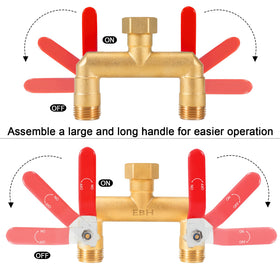 EBH garden hose splitter with standard 3/4 inch GHT connection for universal compatibility.