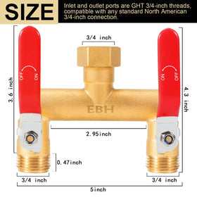 EBH garden hose splitter with extra-long handles for comfortable grip and precise control.