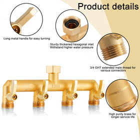 EBH 4-way outlet with individual valves for precise flow control.