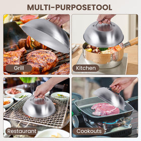 EBIEFLY griddle steamer dome on a hot surface for steaming vegetables