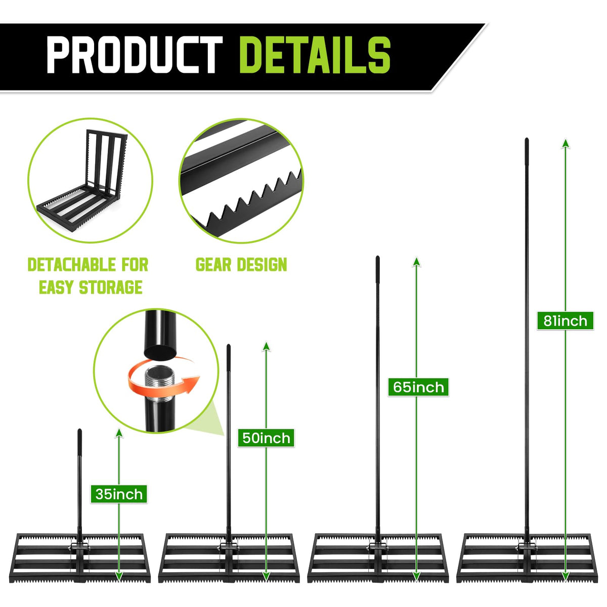EBIEFLY stainless steel durable lawn rake resists rust for long life