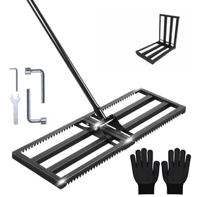 EBIEFLY top soil lawn leveling rake 30x10 with wide plate for fast smoothing