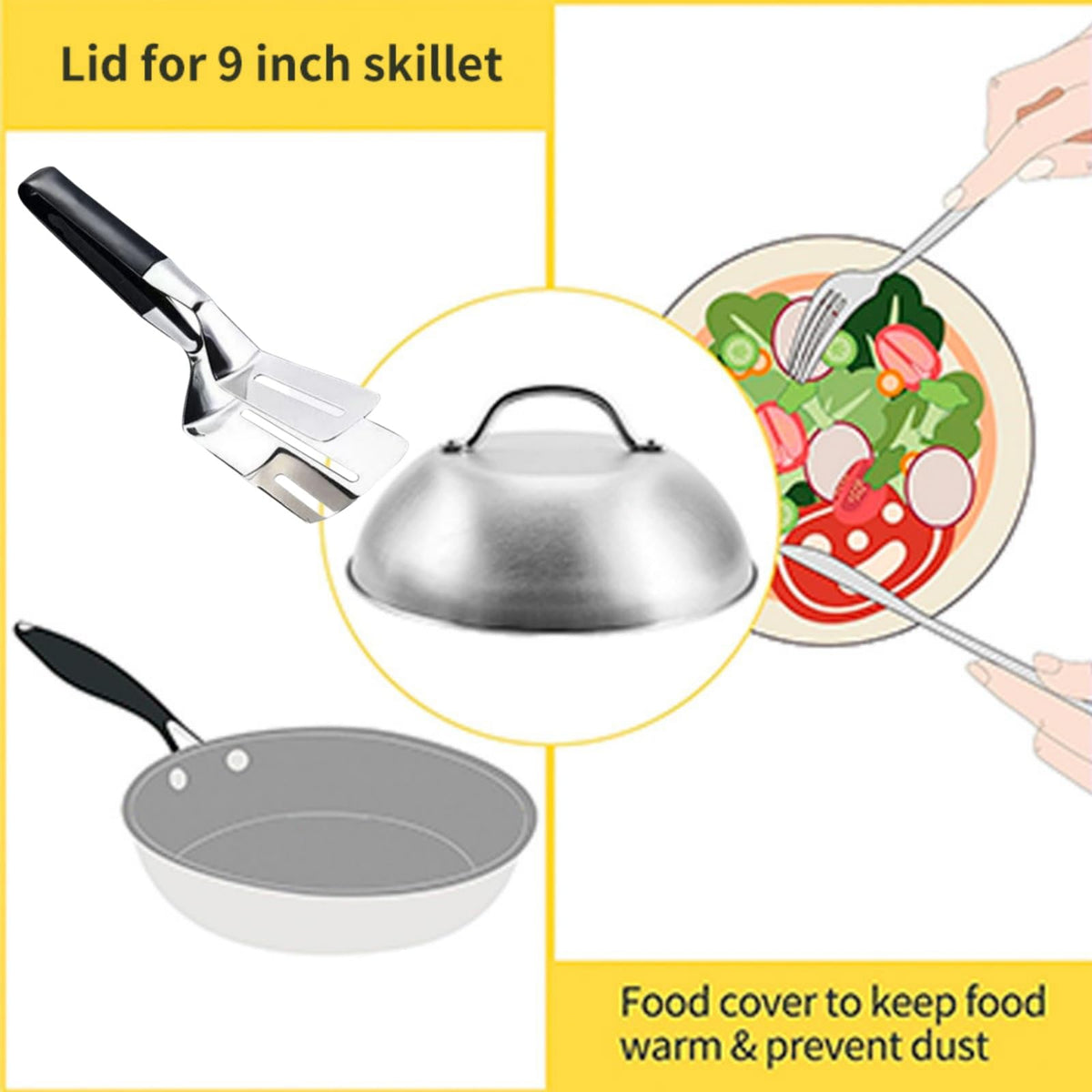 EBIEFLY 9inch dome fitting grills, skillets, and stoves for versatile use