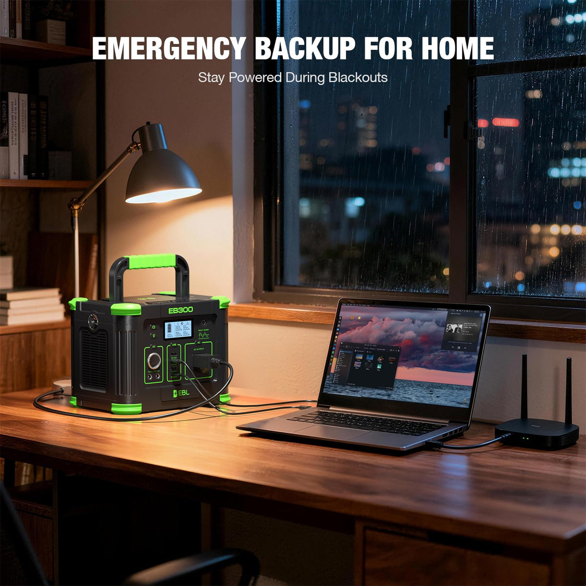 EBL portable power station showing its multiple ports for nine-device charging.