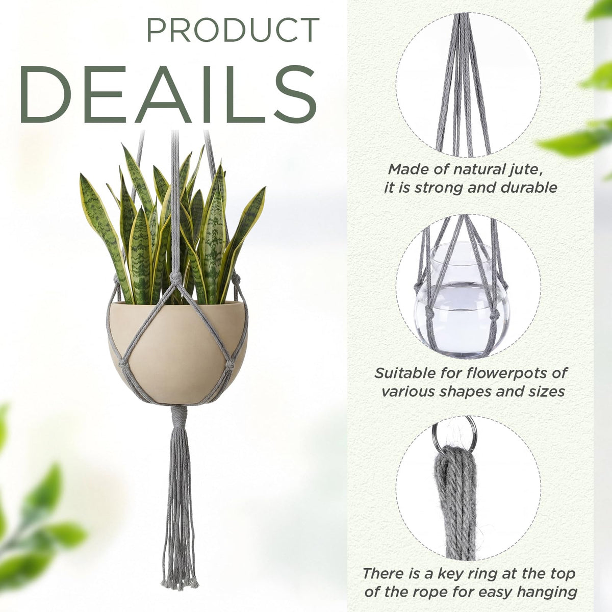 EBOOT natural jute knots close-up highlights durable hand-knotted craft.