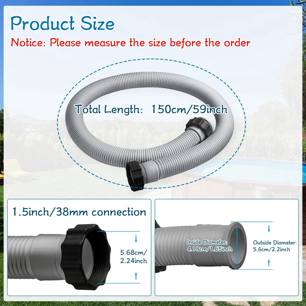 EBOOT 29060E hoses with 1.5 inch connection for filter pumps and grey finish.