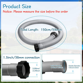 EBOOT 29060E hoses with 1.5 inch connection for filter pumps and grey finish.