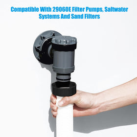 UV-resistant PE/EVA hose shown outdoors for durable pool use.