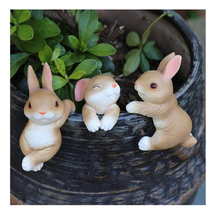 Ebrima bunny figurine planter hanger-1: resin garden rabbit decor for pots and porches