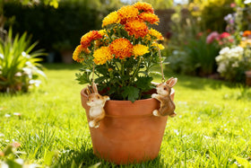 Ebrima bunny figurine planter hanger-6: durable resin bunny for garden displays