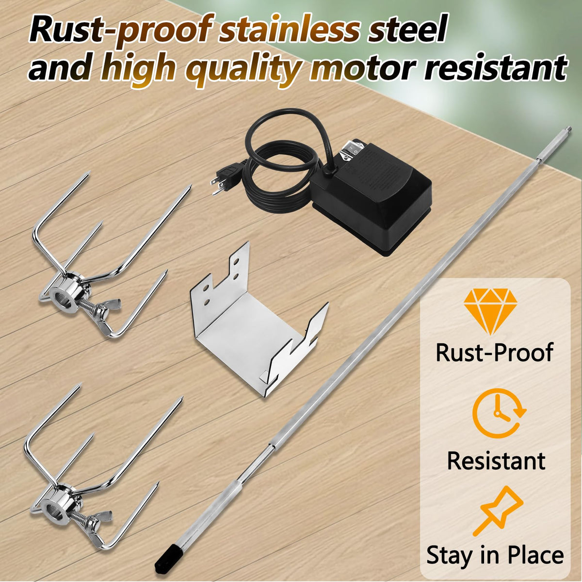 Ebusin stainless steel tines and joints ensure smooth loading.