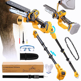 Ecarke 2-in-1 pole saw with Dewalt compatibility for flexible yard work
