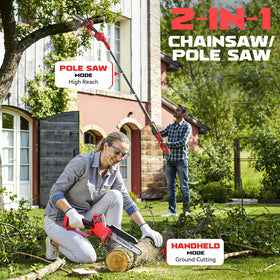 Ecarke 2-in-1 pole saw with 8-inch guide bar enables quick pruning of medium branches