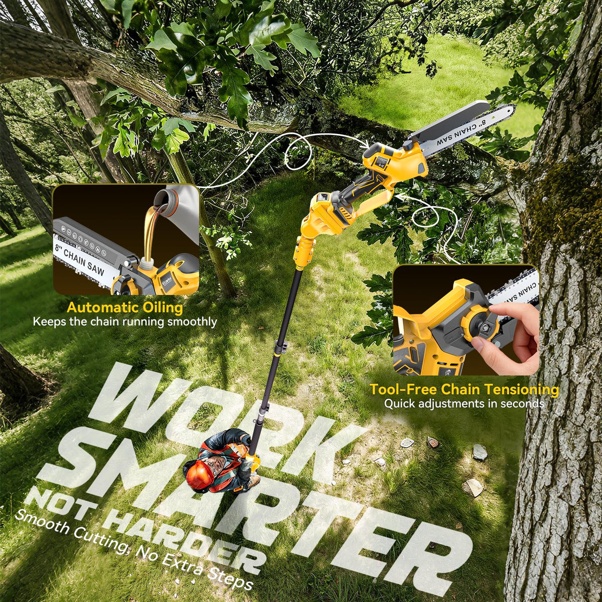 Extension pole on Ecarke 2-in-1 reaches up to 16 feet