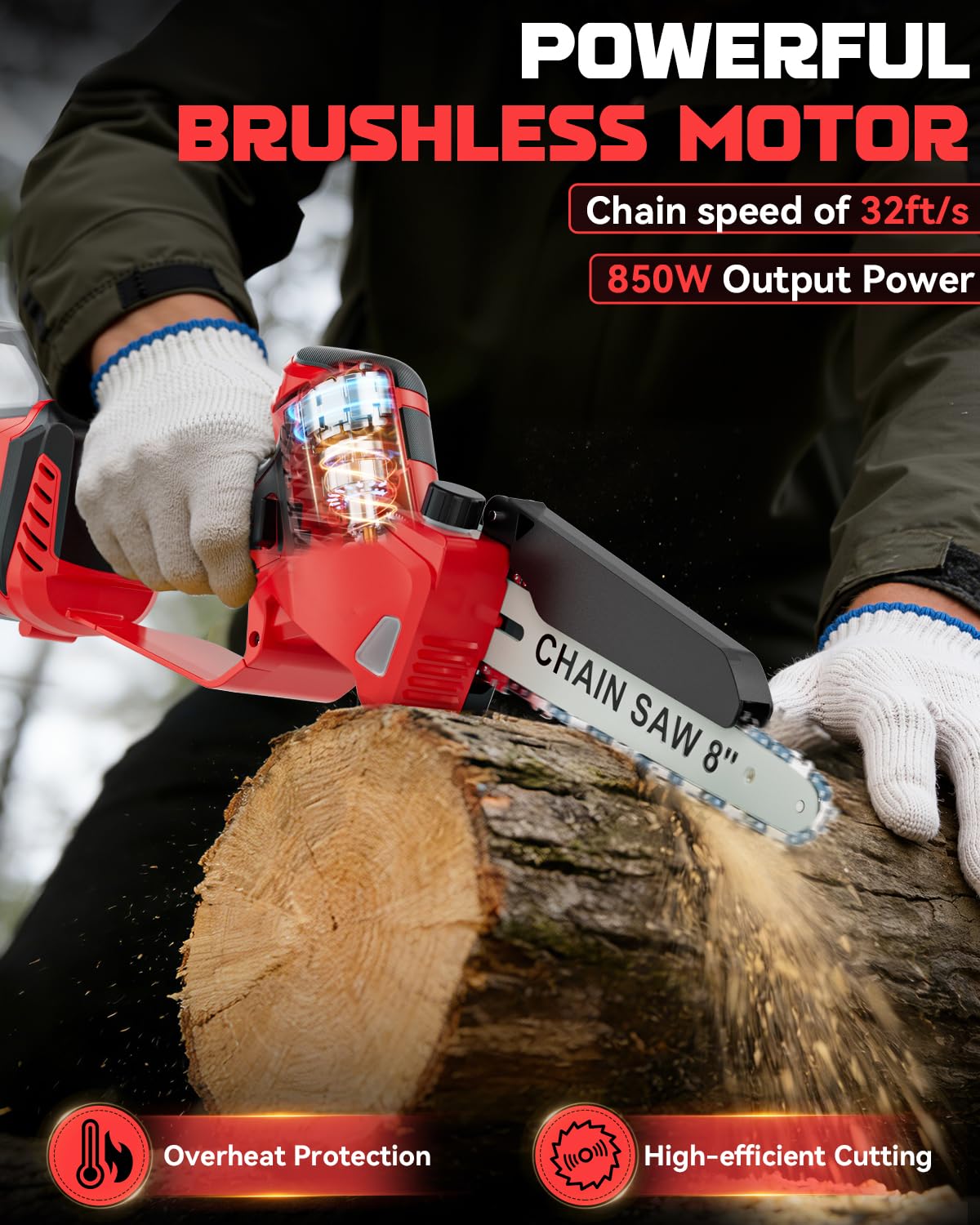 Ecarke automatic oil lubrication keeps the chain smoothly running