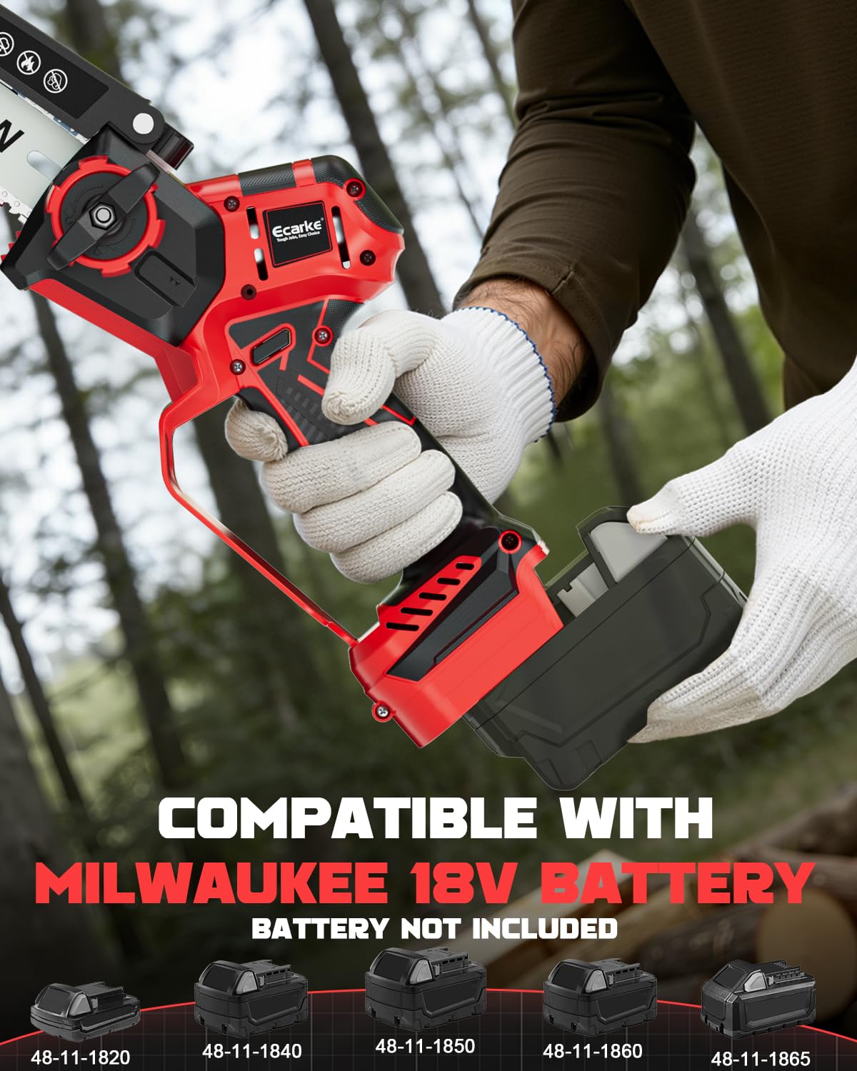 Ecarke mini chainsaw features an 8-inch blade for heavy-duty wood cutting