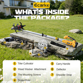 Ecarke front debris shield keeps users cleaner during operation