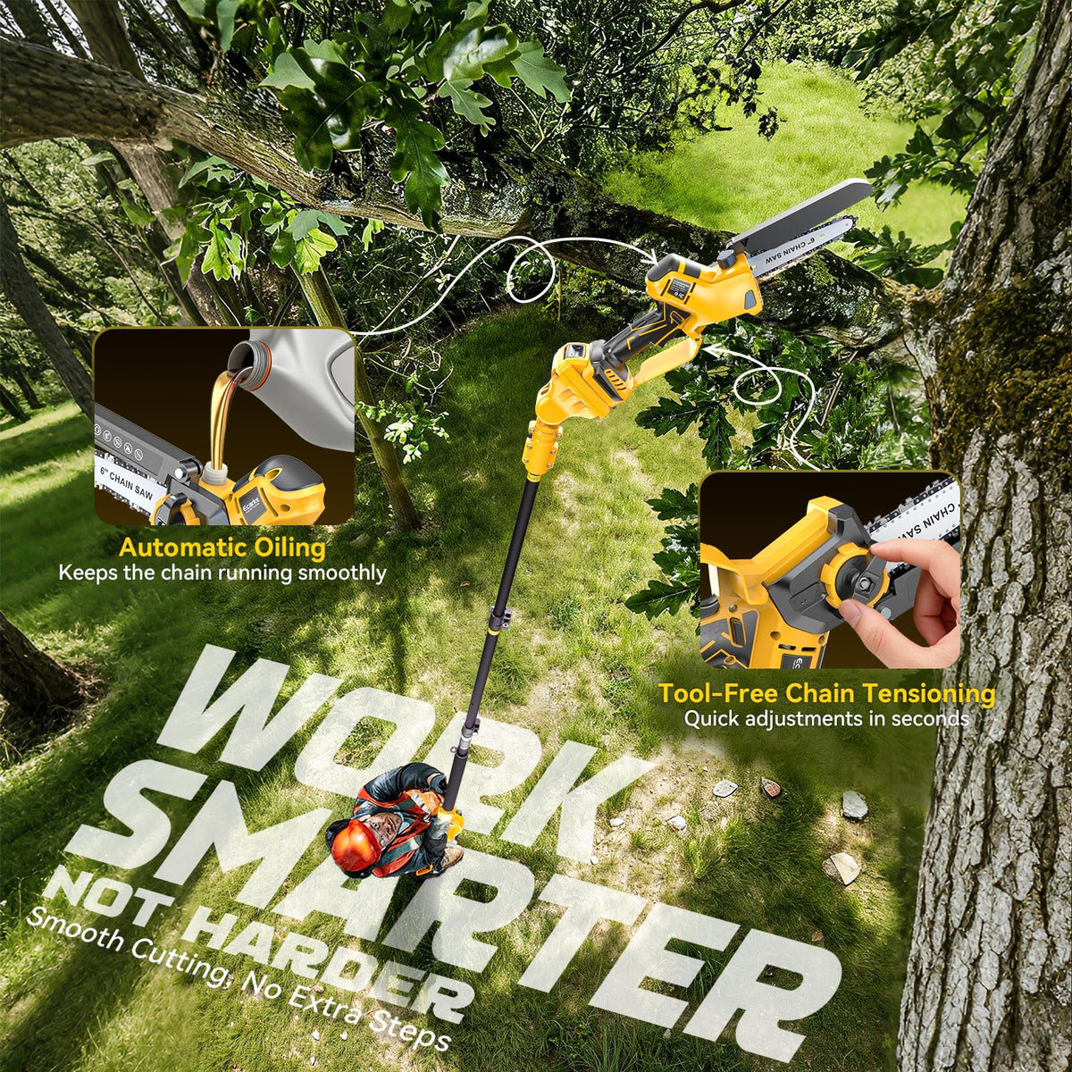 Tool-free chain tensioning for quick adjustments during pruning