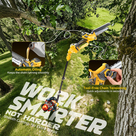 Tool-free chain tensioning for quick adjustments during pruning