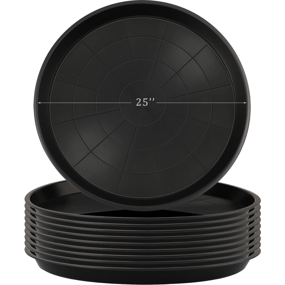 Eccliy 10-pack 25-inch plant saucers protect indoor pots and floors from spills.