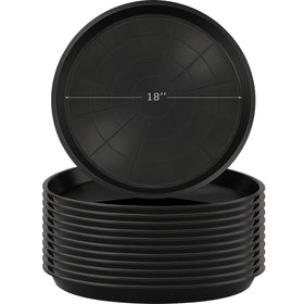 Eccliy 12-pack plant saucers, 18-inch round, black, ideal for protecting surfaces.