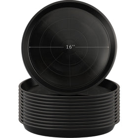 Eccliy 12-piece round plant saucers, 16-inch diameter, suitable for indoor and outdoor pots.