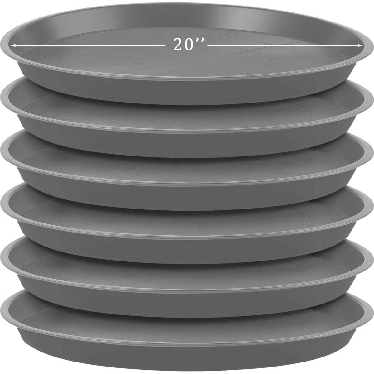 Eccliy gray plant saucer front view, ideal for large indoor pots.