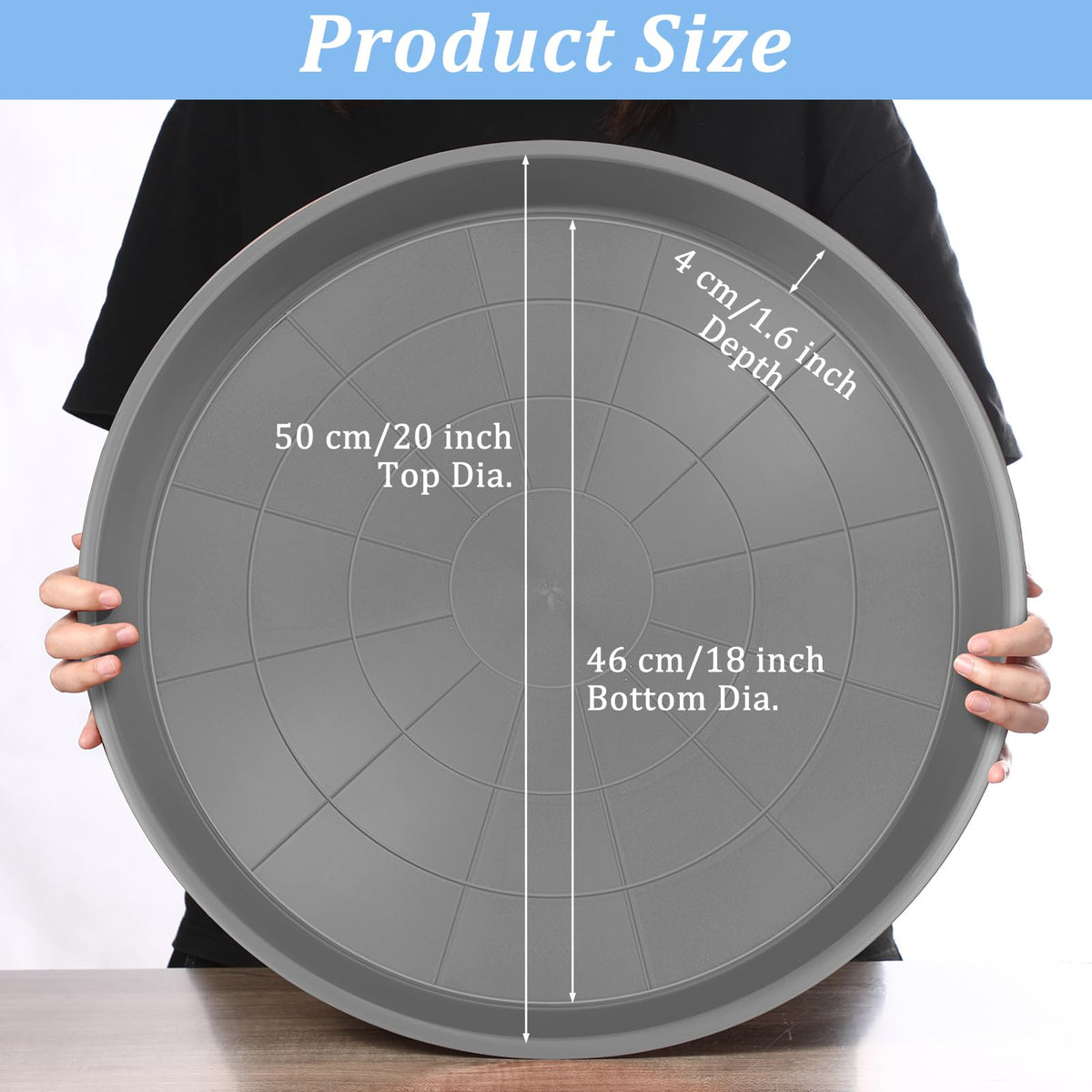 Eccliy gray heavy-duty saucer close-up showing thick, durable plastic.