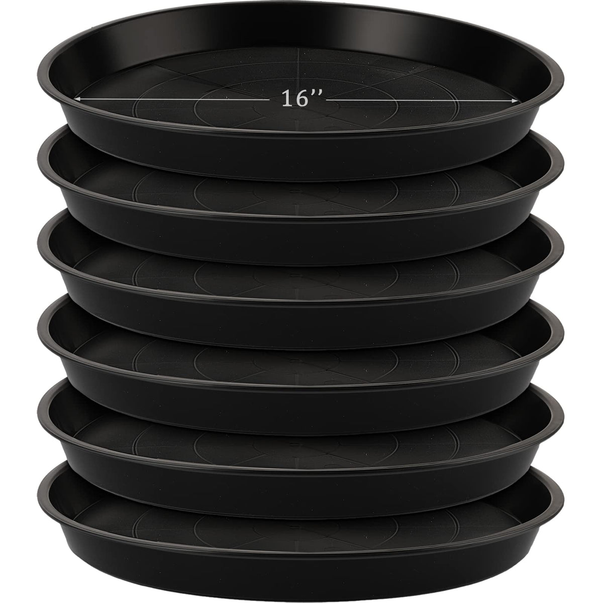 Eccliy six-pack plant saucer outer view in black, ideal for indoor and outdoor pots.