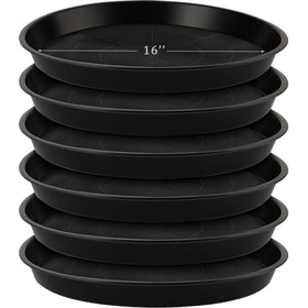 Eccliy six-pack plant saucer outer view in black, ideal for indoor and outdoor pots.