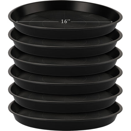 Eccliy six-pack plant saucer outer view in black, ideal for indoor and outdoor pots.