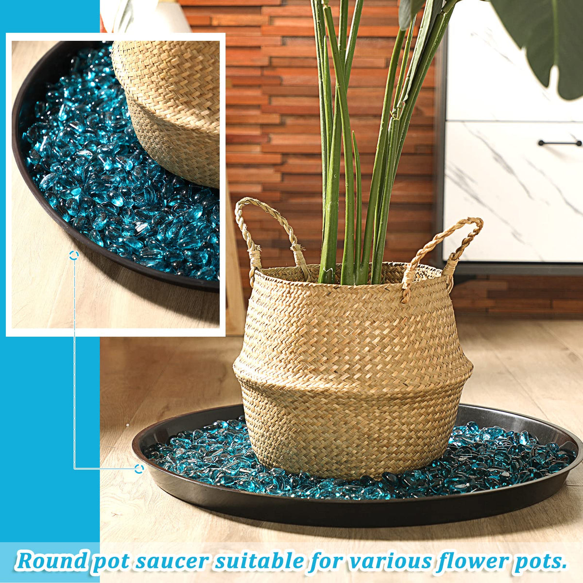 Eccliy dark smooth finish trays blend with décor and are easy to clean.