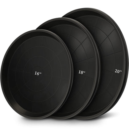 Eccliy 16-inch black plant saucer; sturdy tray protects surfaces from water and soil