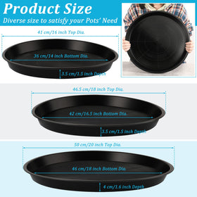 Eccliy 18-inch black plant saucer; heavy-duty tray for indoors and outdoors