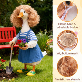 Eccliy porch-goose wig with playful curls fits small pets easily.