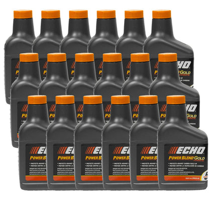 Echo Power Blend 2-Cycle oil bottle close-up — supports smoother operation.